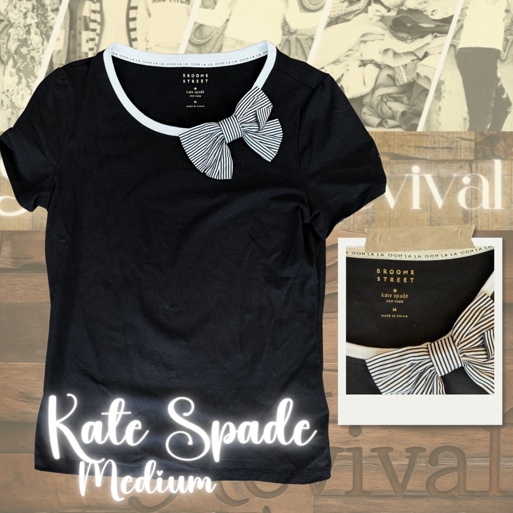 ‼️SOLD🎀 Kate Spade Broome Street Bow Tee – Women’s Medium